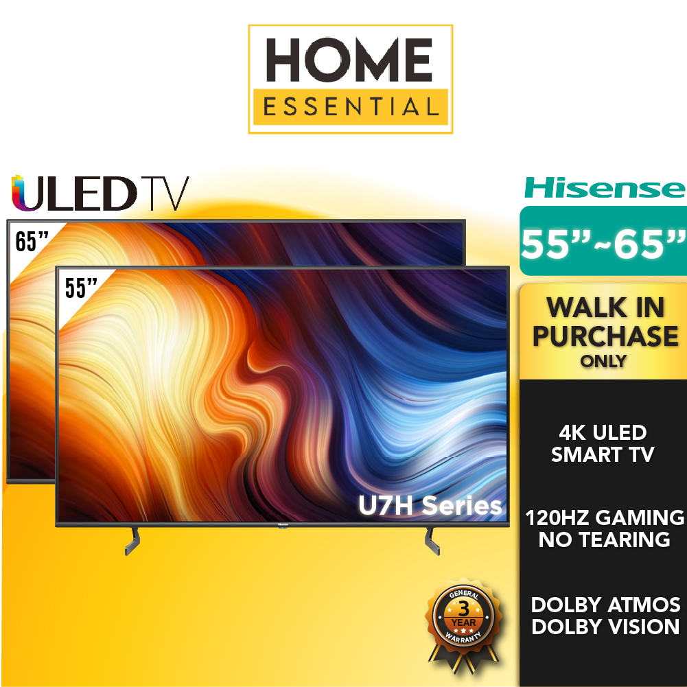 Hisense 65 Inch 120Hz Gaming 4K Quantum ULED Smart TV 65U7H 55 Inch