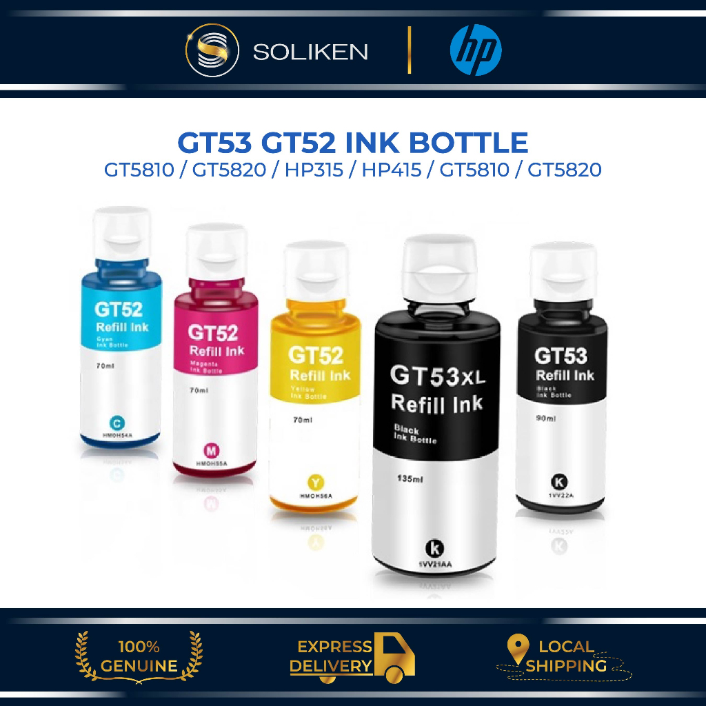 HP GT53 & GT52 ORIGINAL INK BOTTLE FOR GT5810 , GT5820 For HP 315/ HP ...