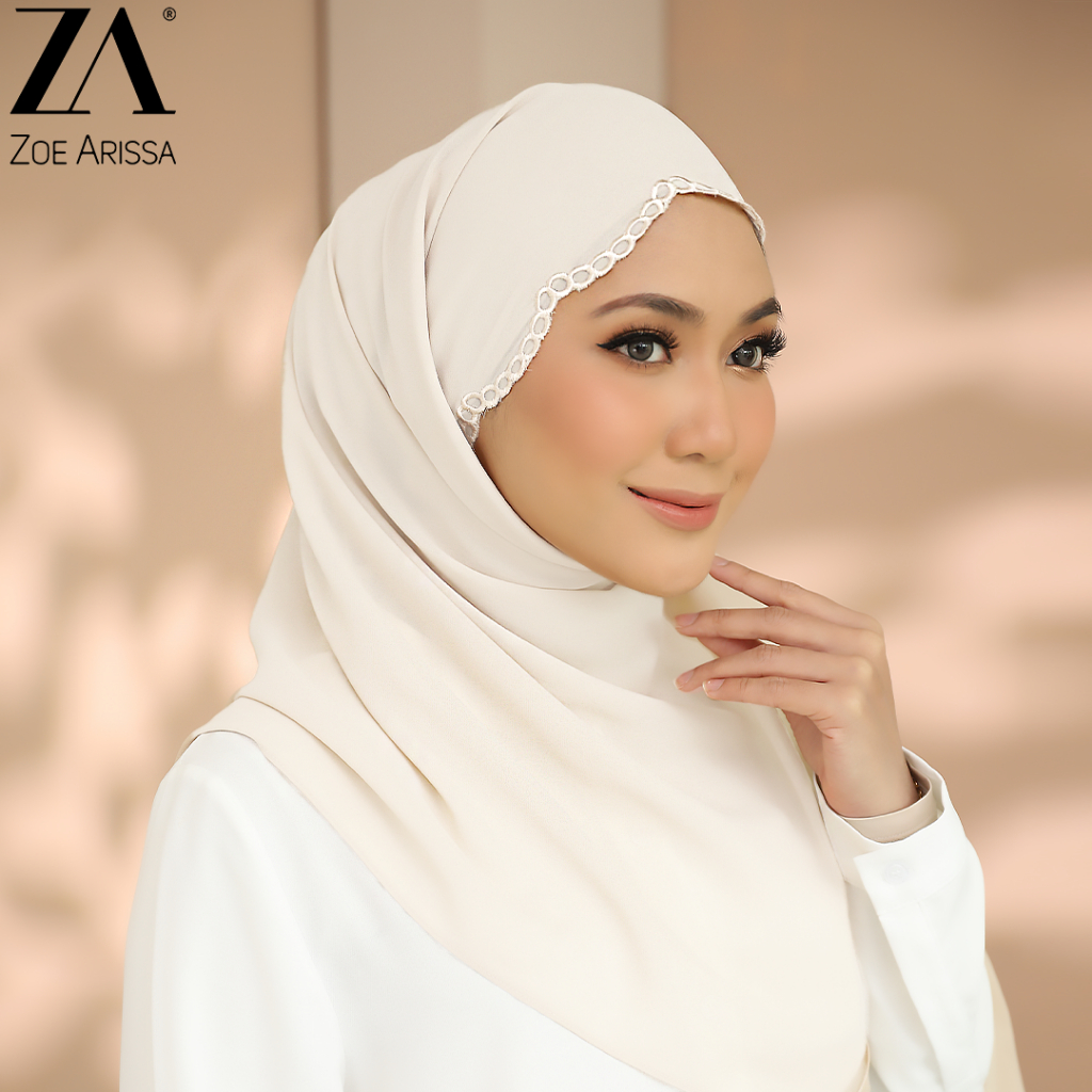 ZOE ARISSA TUDUNG SHAWL RAYA HAJI 2024 SULAM CHIFFON 1.8 METER Huliana ...