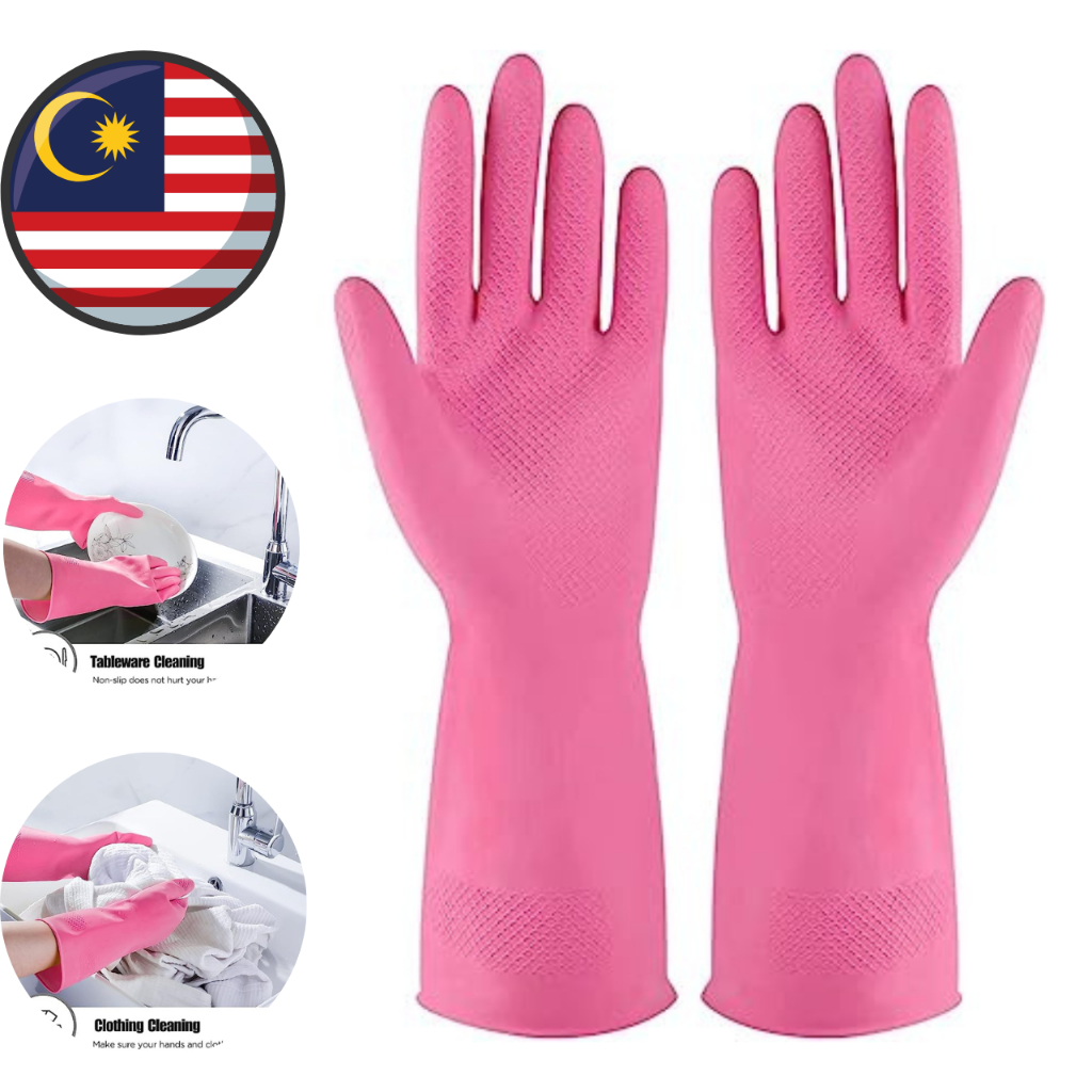 Household Glove/Rubber Gloves Latex Kitchen Long Dish Washing Cleaning ...