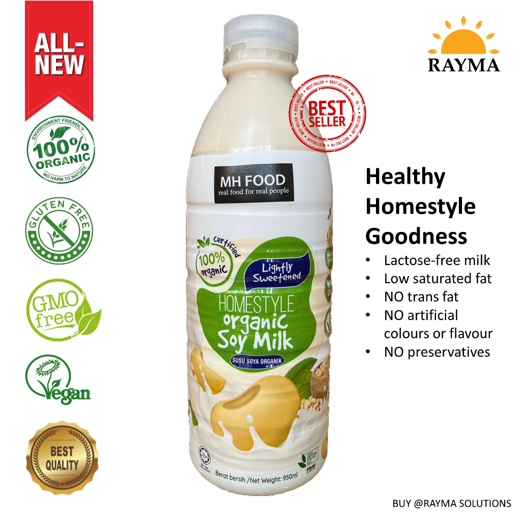 MH FOOD Homestyle Organic Soy Milk, NonGMO, Vegan, (Lightly or