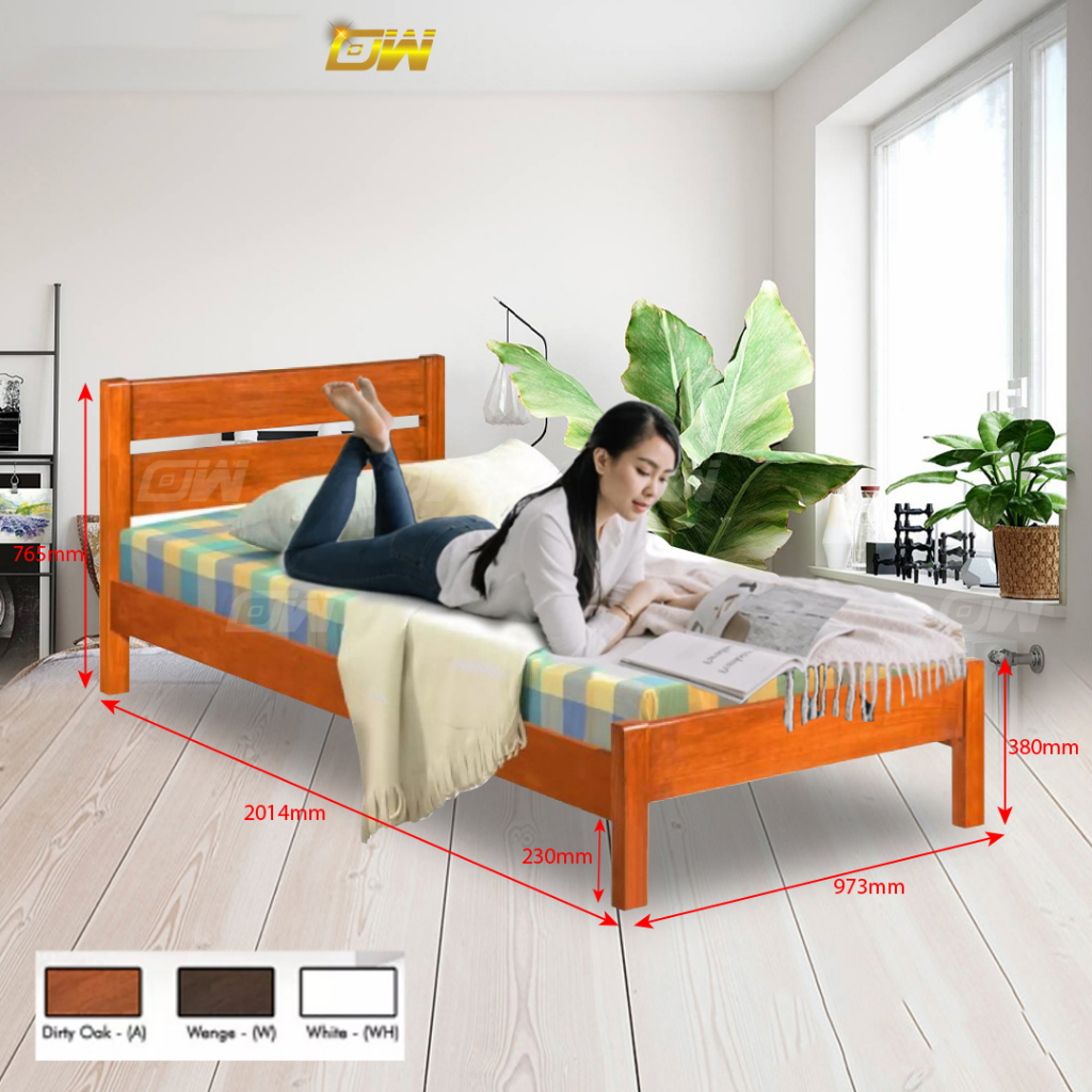 Single/Super Single Fully Solid Wood Bed Frame/ Wooden Bedframe / Wooden Bed Bed / Adult