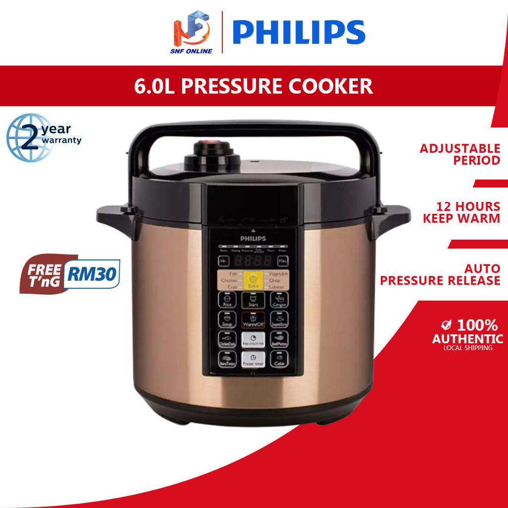 Philips Pressure Cooker Auto Pressure Release (6.0 L) HD2139 [Free