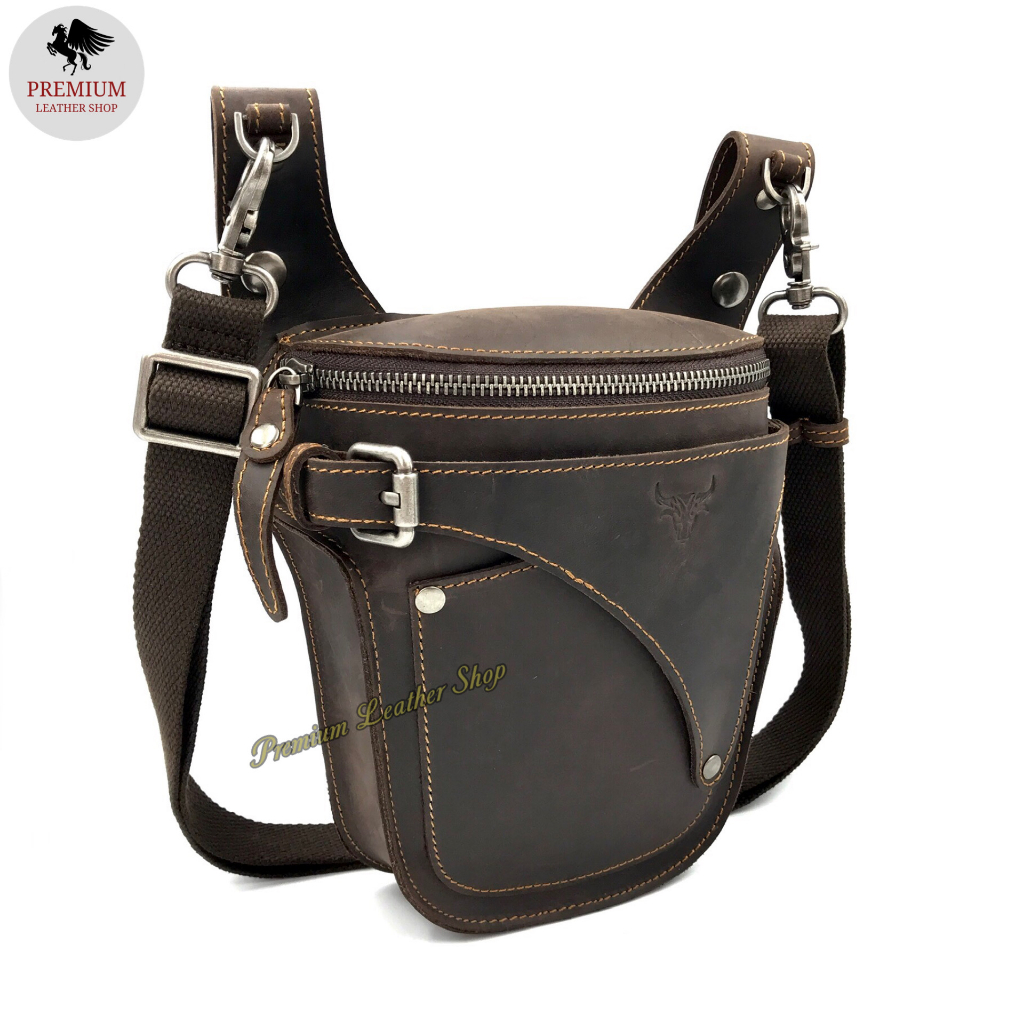 2 Way Use Rush Rider Full Cow Leather Sling Bag Men Waist Bag Men ...