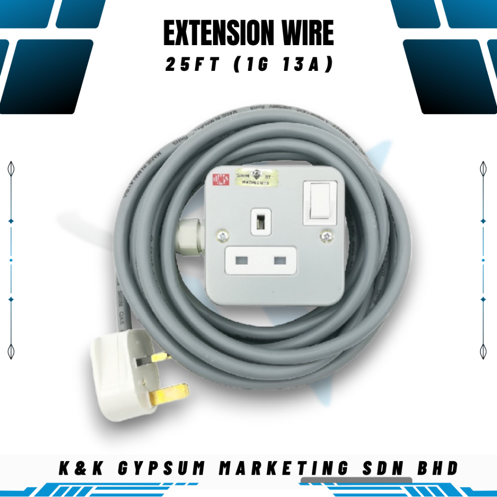 Heavy Duty Extension Wire Extension Plug Full Copper Make in Malaysia