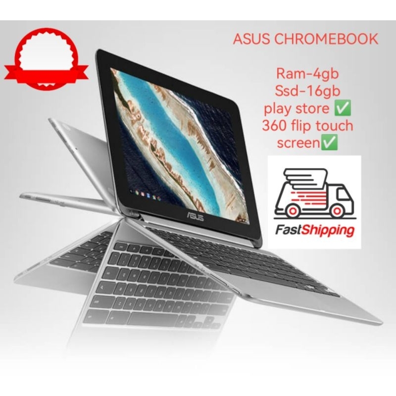 ASUS Chromebook C100P 360 FlipTouch Screen Ram4gb Ssd16gb Play Store
