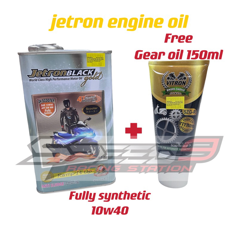 jetron 4t scooter fully synthetic 10w40 free gear oil vitron Shopee