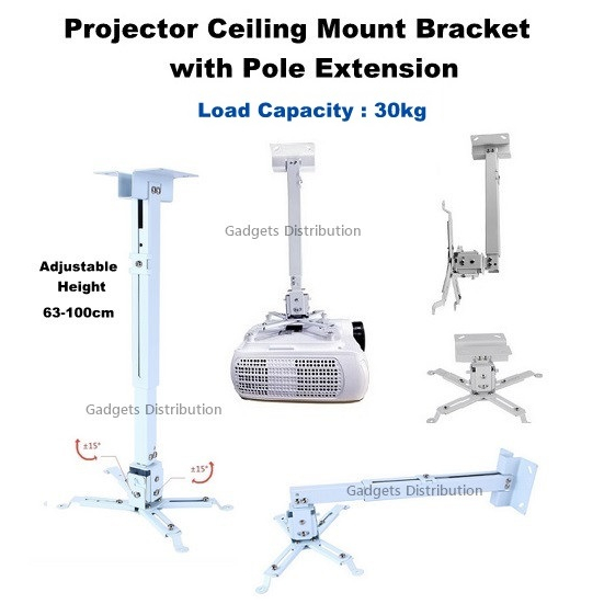 63 100cm Universal Projector Wall & Ceiling Mount Bracket Adjustable