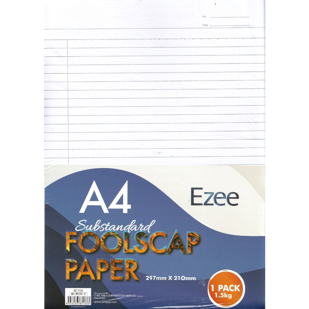 Ezee A4 Exam Sheets Foolscap Paper 1.5KG Examination Paper single line
