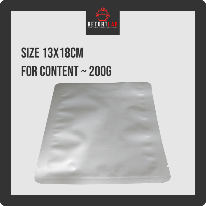 Retort Pouch Aluminium 13cm x 18cm for 200g weight of product