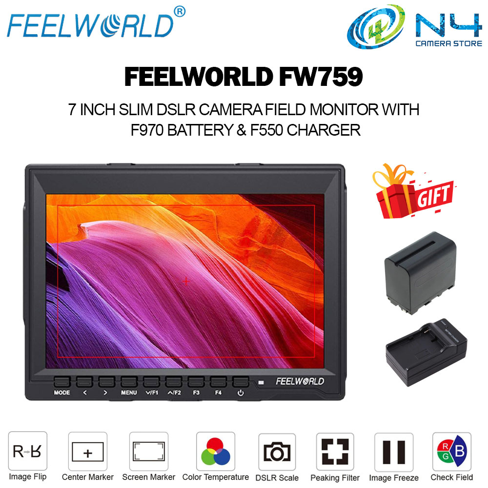 FEELWORLD FW759 | FW759P 7 INCH SLIM DSLR CAMERA FIELD MONITOR HD VIDEO ...