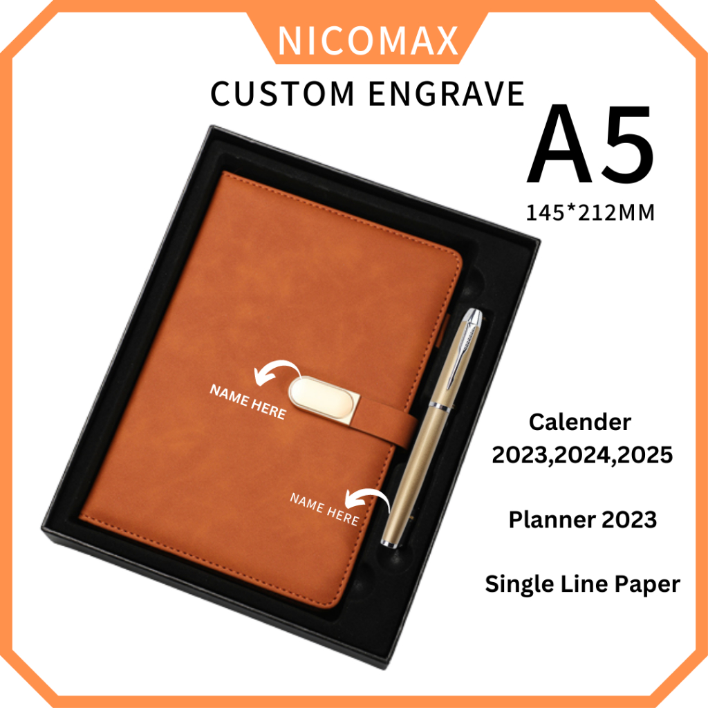 CUSTOM ENGRAVE Notebook A5 Planner Journal Notebook sketch book Buku
