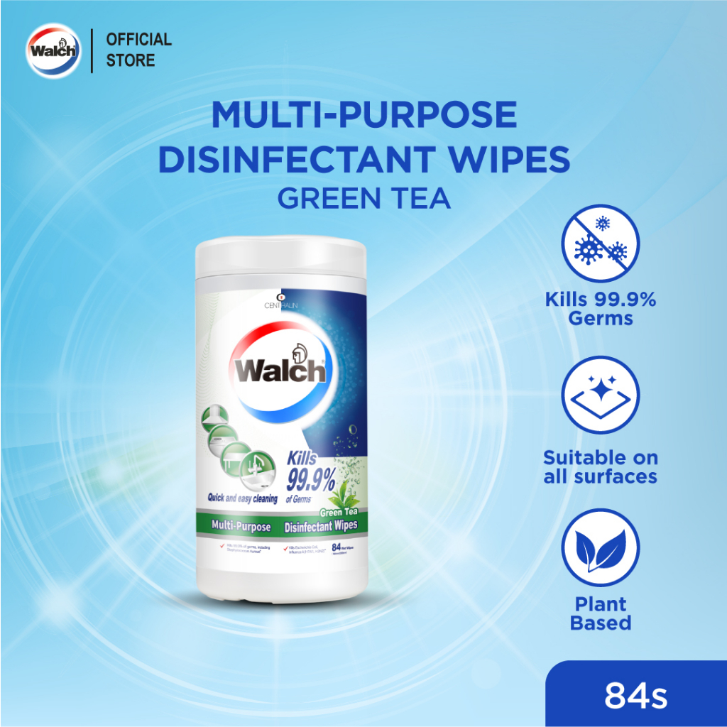 Walch MultiPurpose Disinfectant Wipes Green Tea (84 Pcs) [Expired