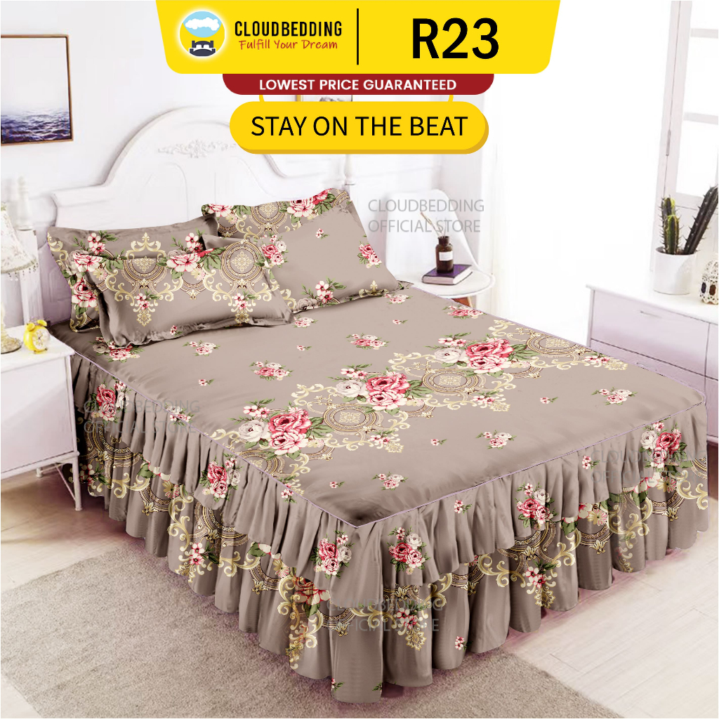 3IN1 Cadar Ropol Set Super Single/Queen /King Bedsheet 3IN1 Bed Skirt ...
