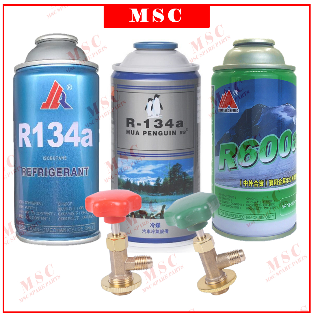 R134 R134A R600A REFRIGERANT 220g/250g/280g Can Tap / Refrigerant Car Aircond (Peti Sejuk Ais