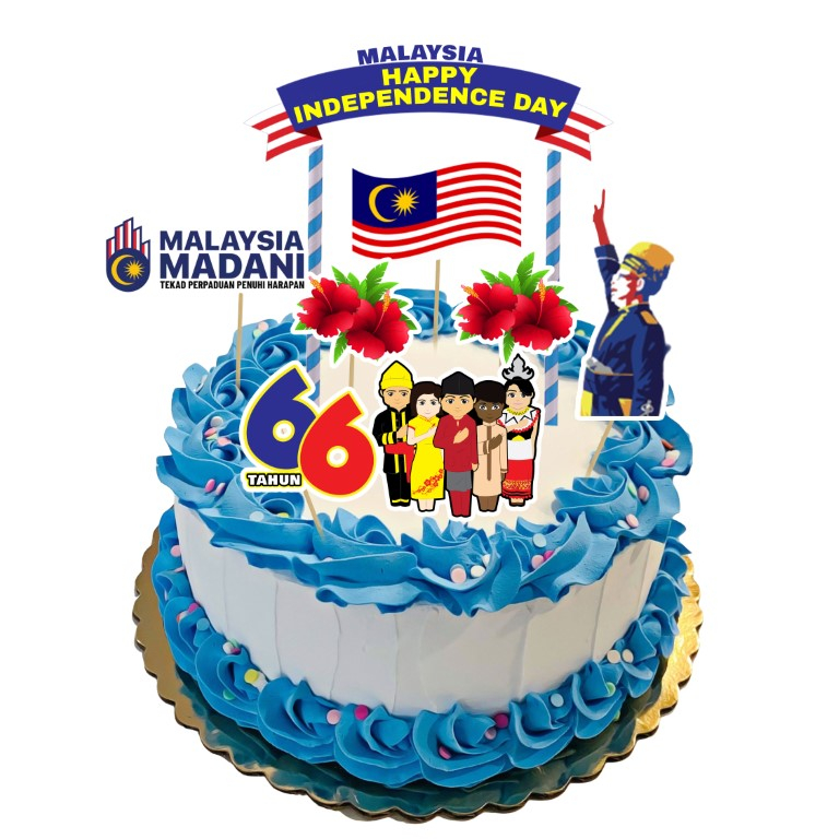 [custom Name] Cake Topper Merdeka Hari Malaysia Madani Independence Day