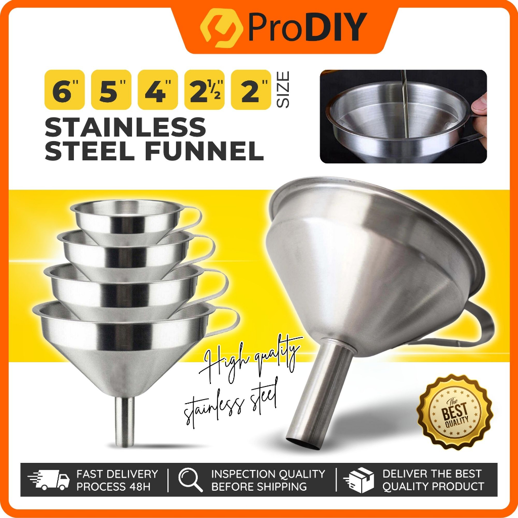 4” 5” 6” / 11CM 13CM 15CM Stainless Steel Filter Funnel Oil Liquid