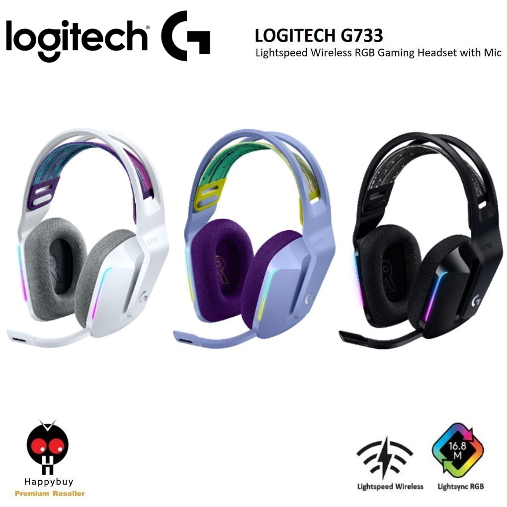 LOGITECH G733 ULTRALIGHTWEIGHT LIGHTSPEED WIRELESS RGB GAMING HEADSET (981000867) Shopee