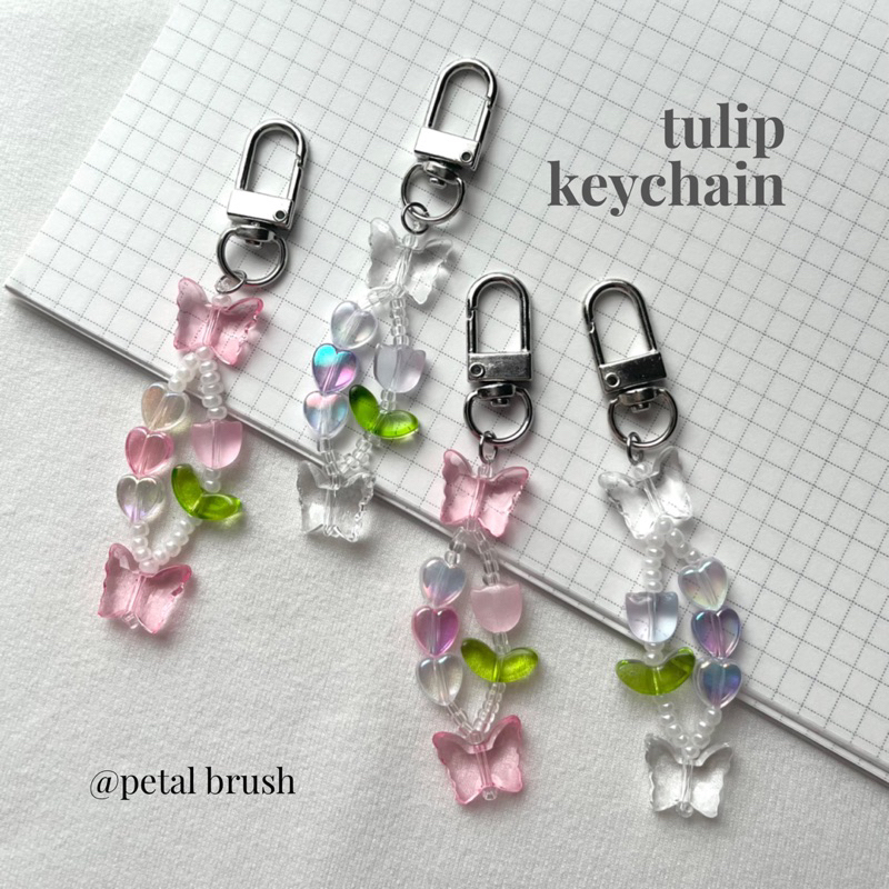 petal brush tulip keychain name customization keychain bead charm as ...