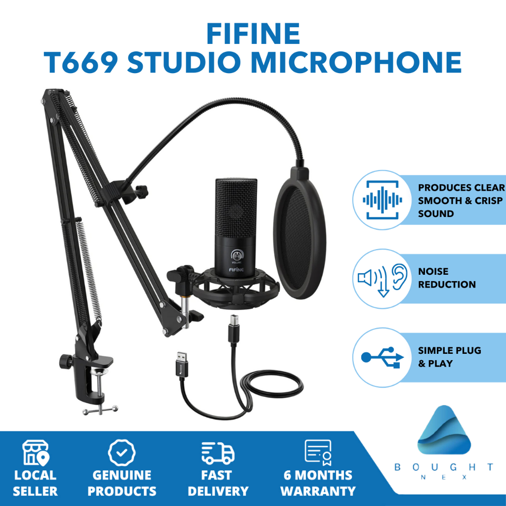 FIFINE USB Microphone Kit Condenser Studio Microphone for Computer