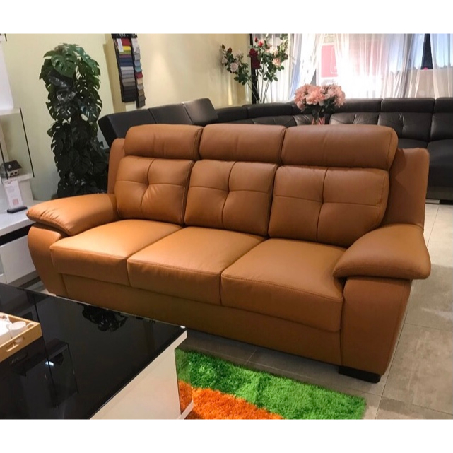 Heidelberg, 2160mm 3 Seater High Back GENUINE COW LEATHER, H/L, SOFA