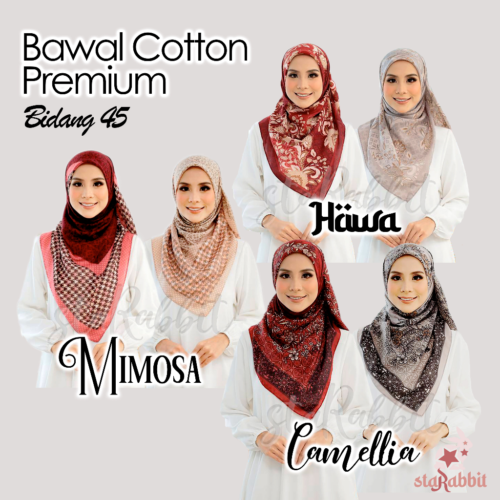Tudung Bawal Cotton Premium Printed Corak Bidang 45 | Shopee Malaysia