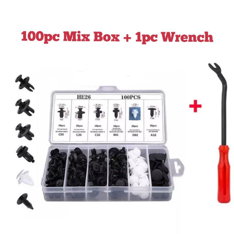 100pc Mix Box Car Clip Universal Trim Rivet Klip murah | Shopee Malaysia