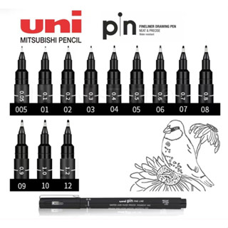 Uni PIN Fine Line Drawing Pen Black Ink 0.03mm - 1.2mm - All Line Widths