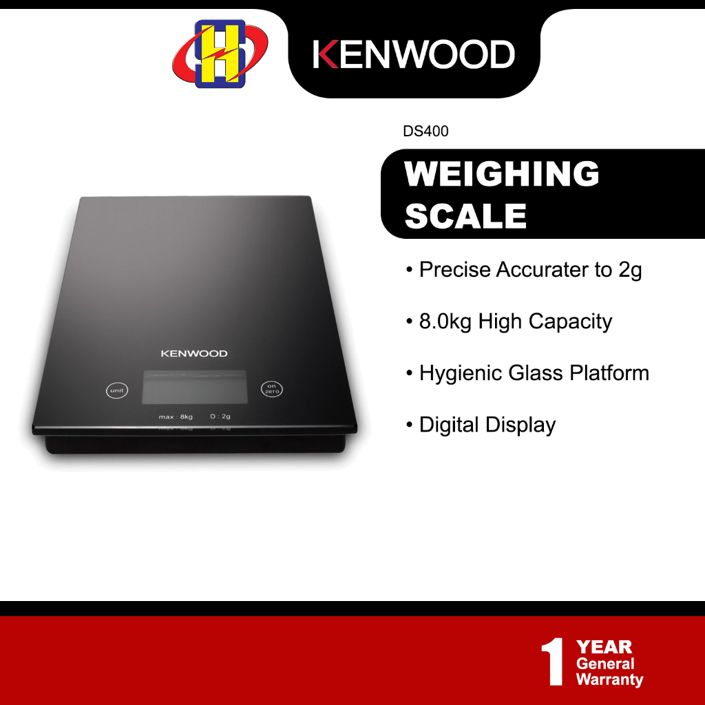 Kenwood Weight Scale (8.0kg) Hygienic Glass Platform Digital Weighing