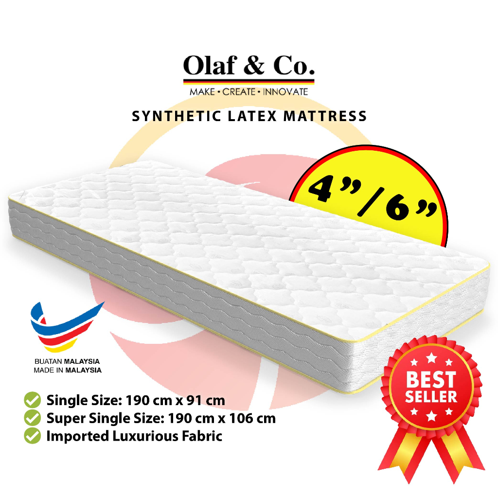 Synthetic Latex Mattress Single / Tilam Bujang Latex 4''inch High