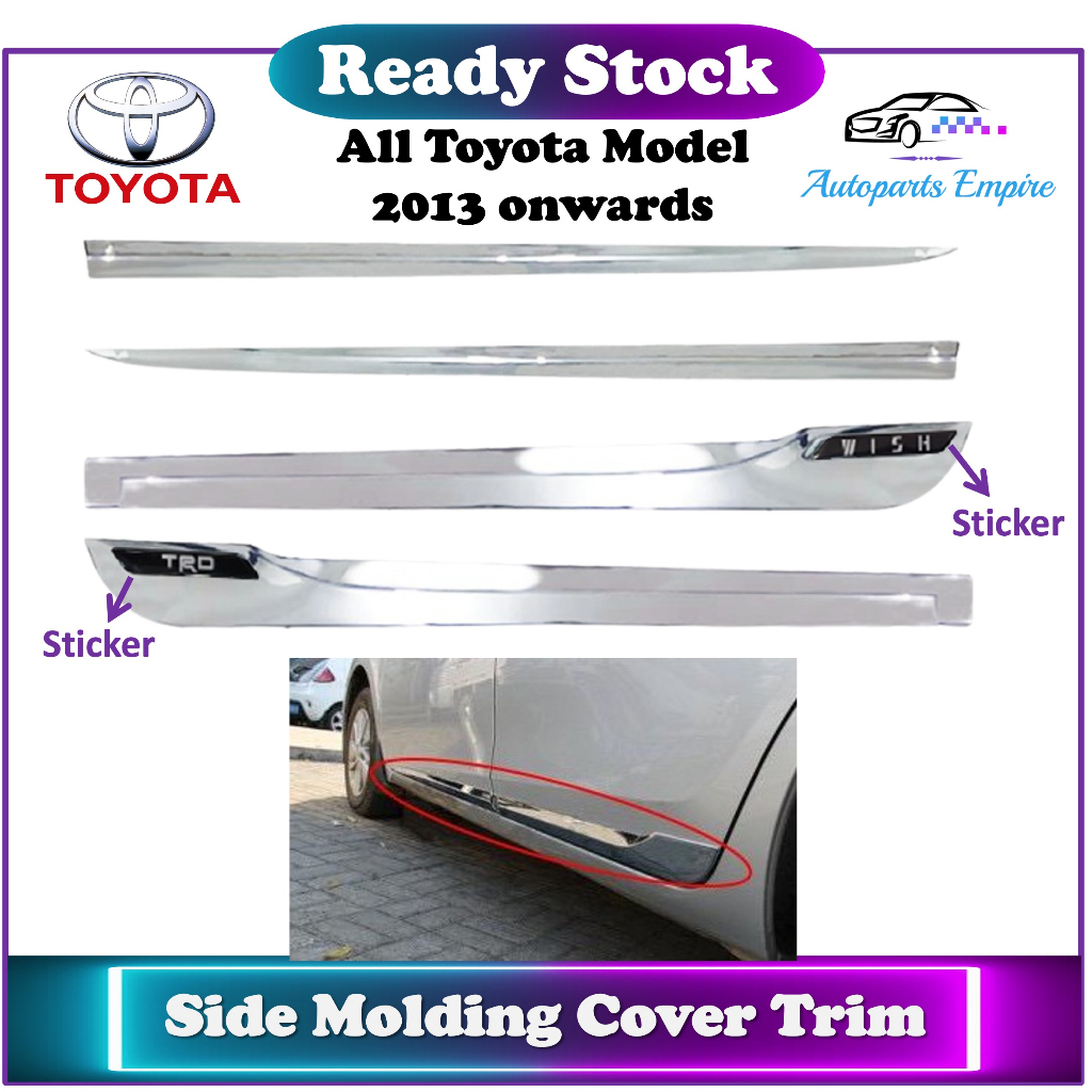 Toyota / Perodua 】Car Door Side Molding Protective Cover Trim / Chrome ( For All Toyota 2013