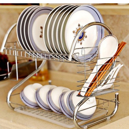 2 Tier Stainless Steel Dish Rack Kitchen Rack Organizer / Dish Drying ...