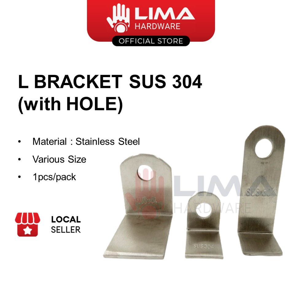 Stainless Steel L Bracket SUS 304, Sesiku L, Siku Rak L型支架 - With Hole ...