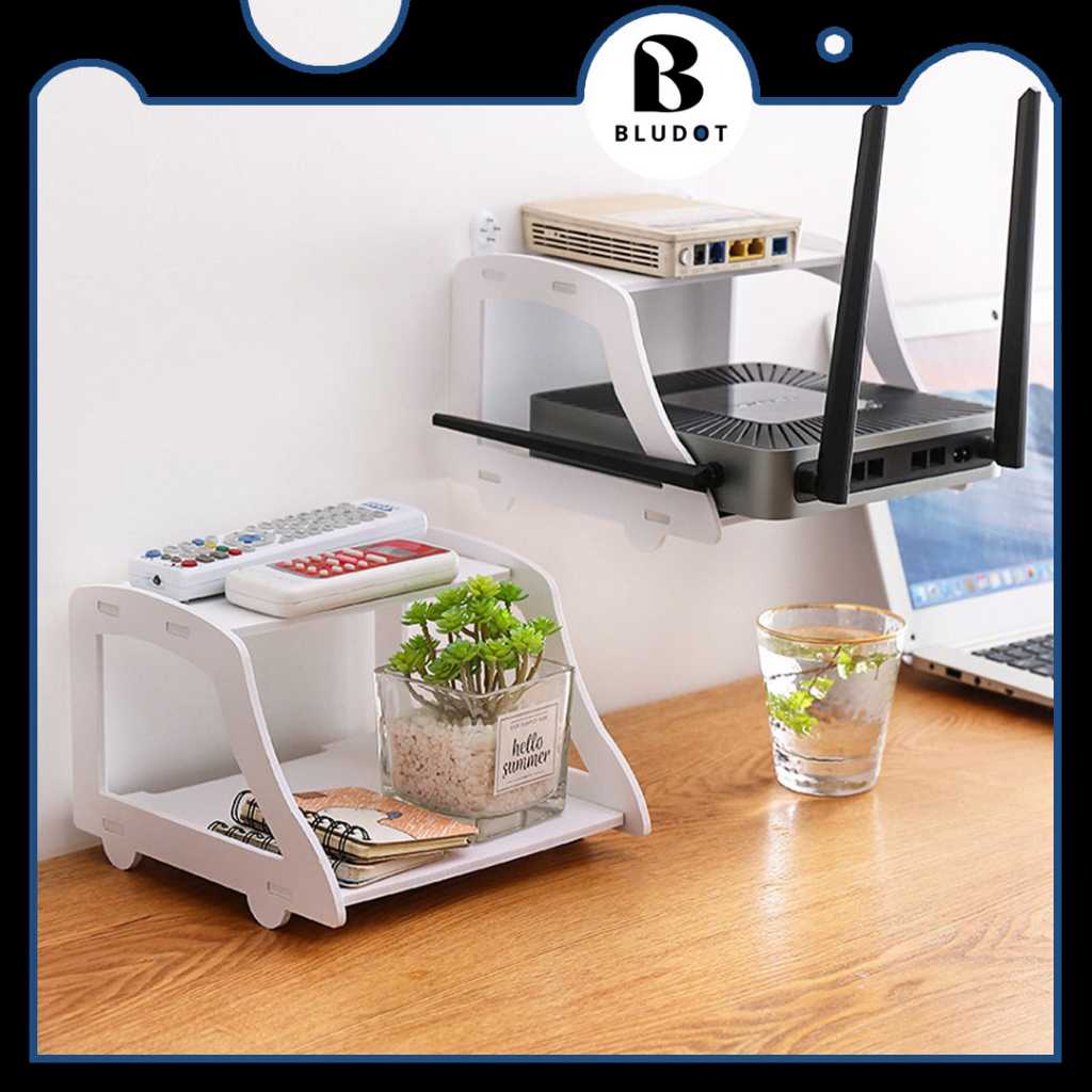 WALL MOUNTED DOUBLE LAYER SHELF MODEM RACK TV BOX DEVICE RACK WALL SHELF RAK GANTUNG DINDING