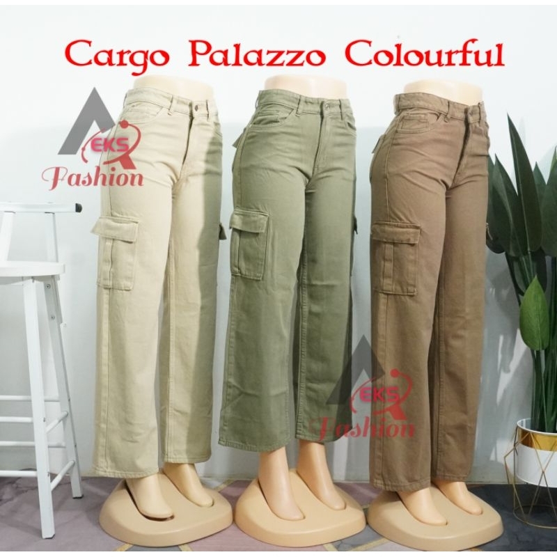 Ready stock 6Pocket Long Cargo Palazzo Non Stretchable Pants | Shopee ...