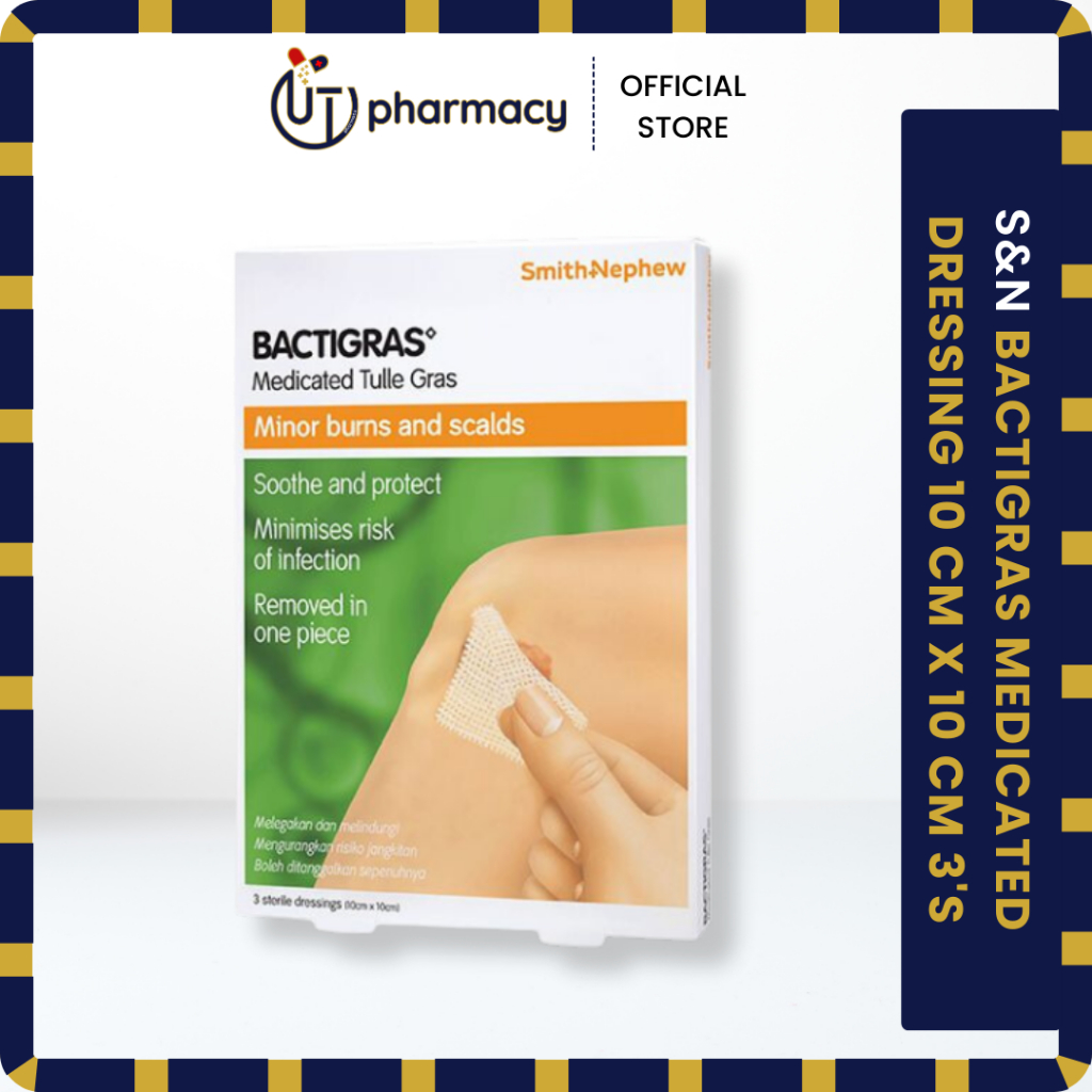 S&N BACTIGRAS MEDICATED DRESSING 10 CM X 10 CM 3'S (EXP 31/07/2024 ...