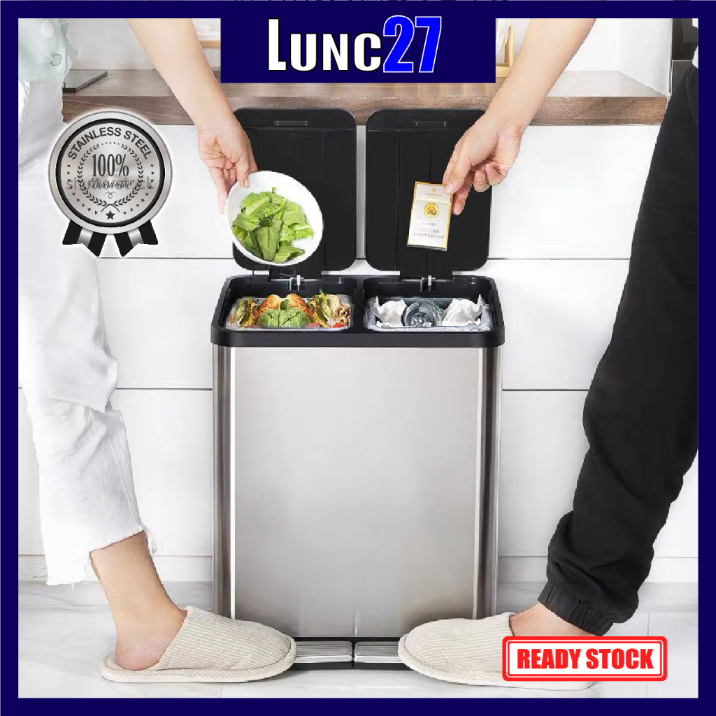 30L & 50L Stainless steel Double Layers Kitchen trash bin