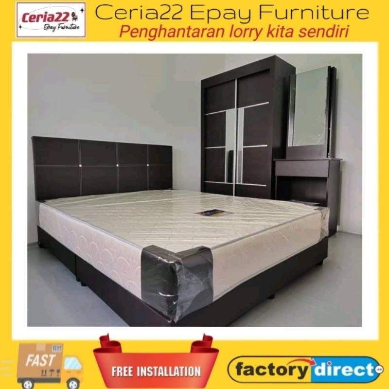 (Free Installation) 4'x6' Bedroom Set (Wardrobe+Bed+Dressing Table+Side