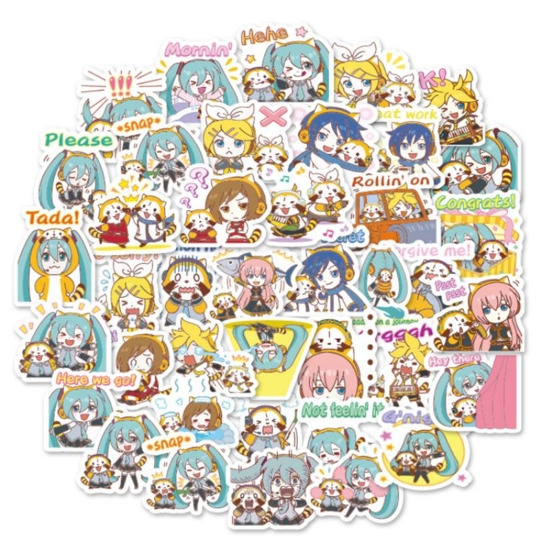 40pcs The Racoon × Vocaloid Families Stickers Suitcase Laptop Miku Luka ...