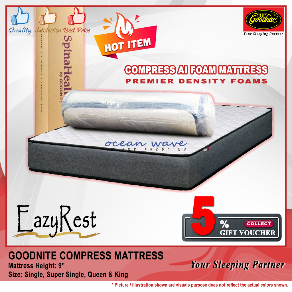 GOODNITE EAZYREST 9" FOAMS COMPRESS MATTRESS (SIZE 3FT / 3½FT / 5FT
