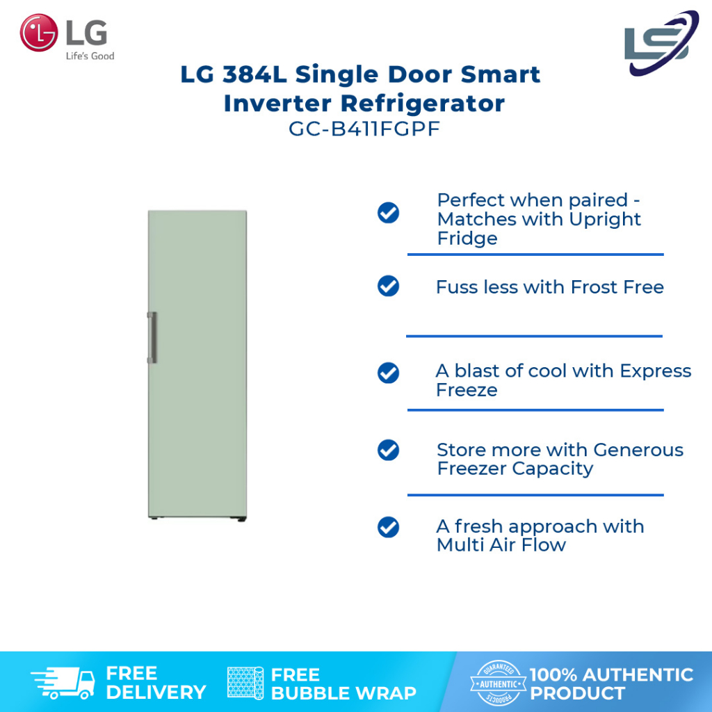 LG 384L Single Door Smart Inverter Refrigerator GCB411FGPF Door