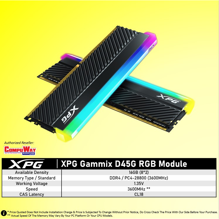 XPG SPECTRIX D45G 16GB 3600MHZ (8X2) WHITE RGB MODULE | Shopee Malaysia