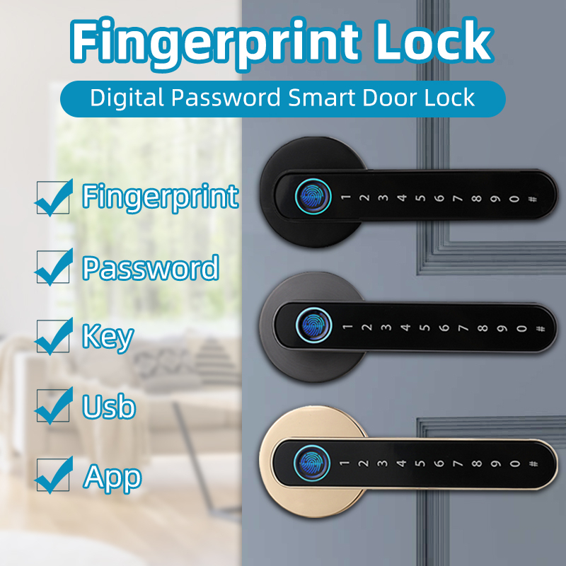 TUYA Smart Door Lock Remote Unlock Fingerprint Door Lock Knob Lock Electronic Password Door Lock