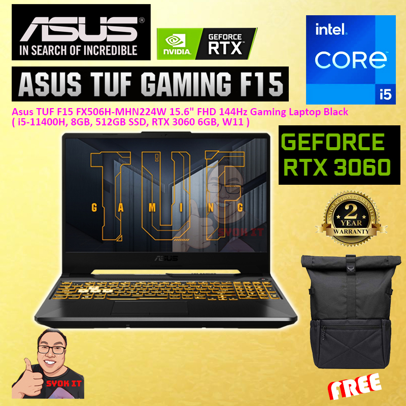 Laptop Asus Tuf F15 Fx506h Mhn224w 15 6 Fhd 144hz Gaming Black I5