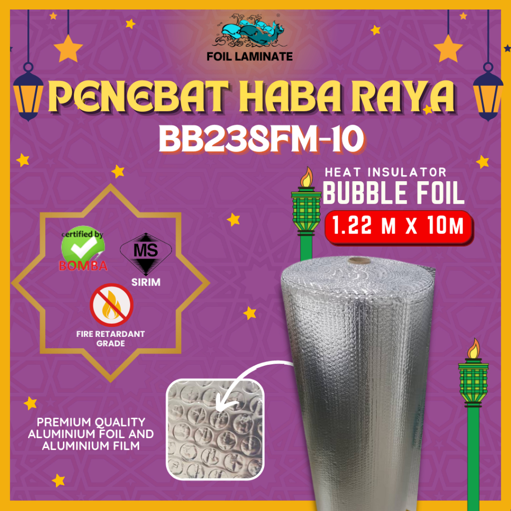 BB238FM10 Aluminium Foil Bubble Foil (10ML) Penebat Haba Bumbung Rumah Roof Heat Insulation