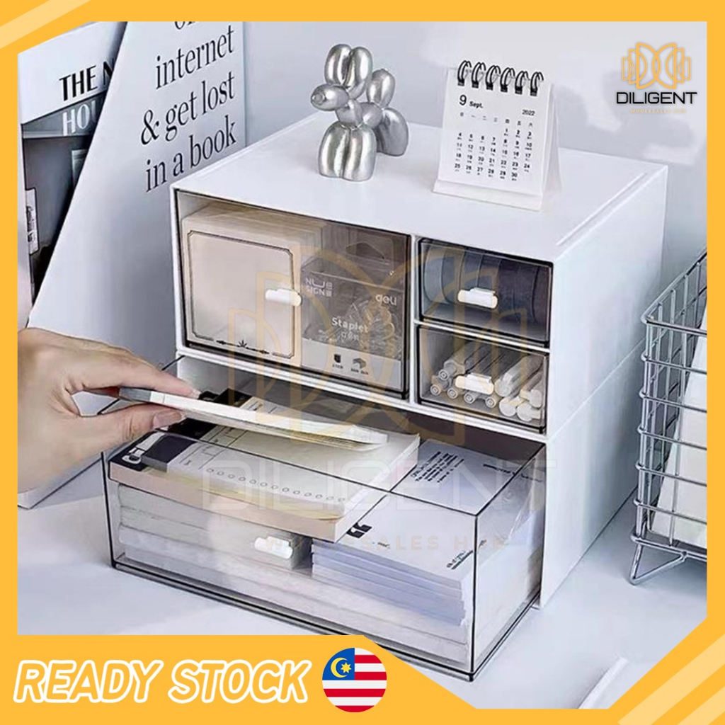 【D173 READY STOCK】Stackable Drawer Storage Box Desktop Cosmetic ...