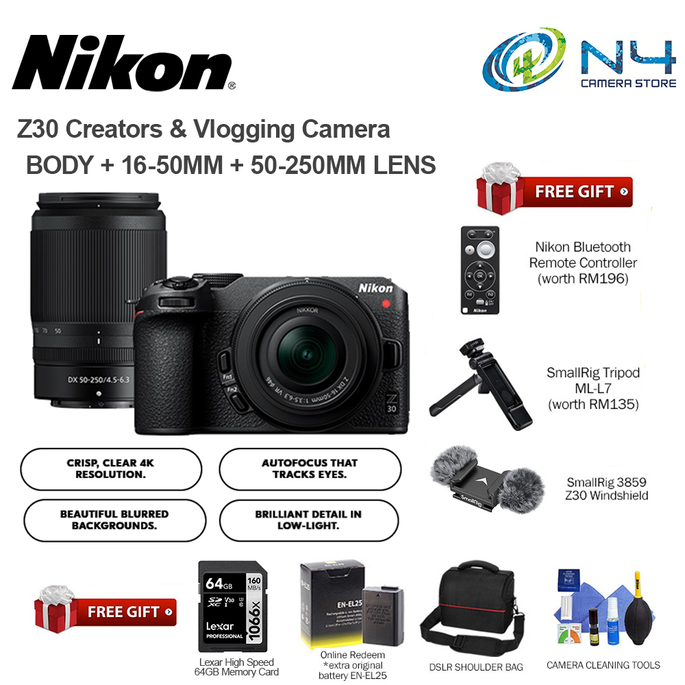 NIKON Z30 Mirrorless Camera NIKKOR Z DX Vlogger Essentials 1650mm / 18