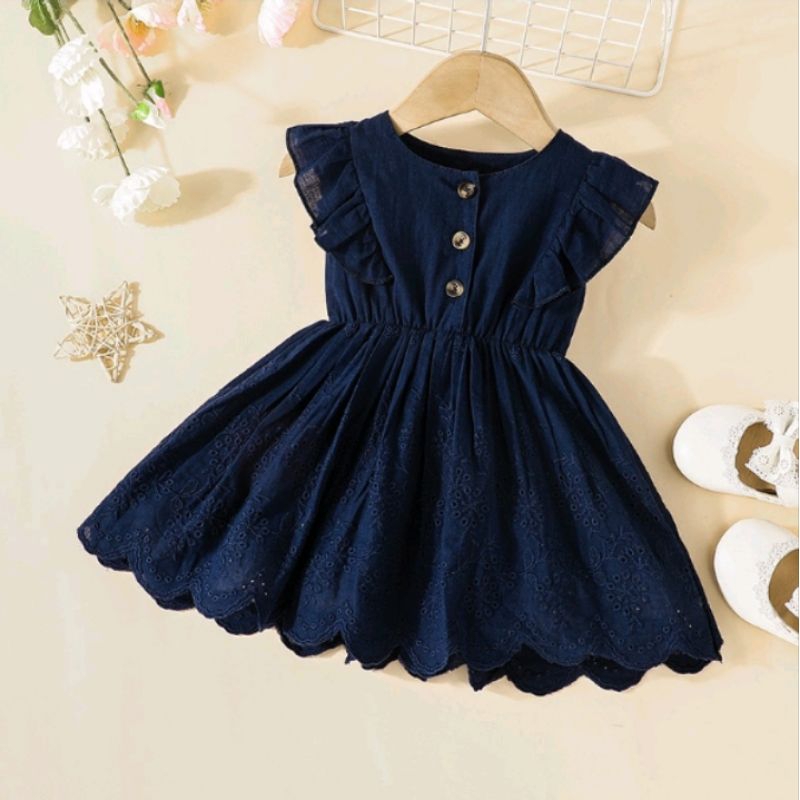 princess polly baby blue dress Baby Girls Blue and Red Jacquard Dress main image 0