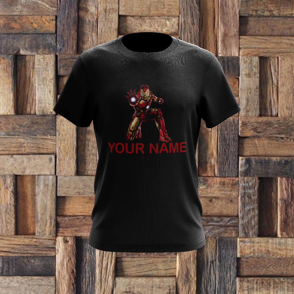 IRONMAN T SHIRT DESIGN 1 with name COTTON T SHIRT FOR ALL Shopee