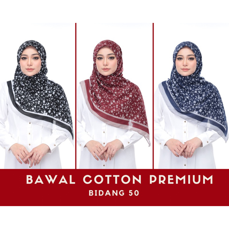 Tudung Bawal Cotton Printed BIDANG 50 | Shopee Malaysia